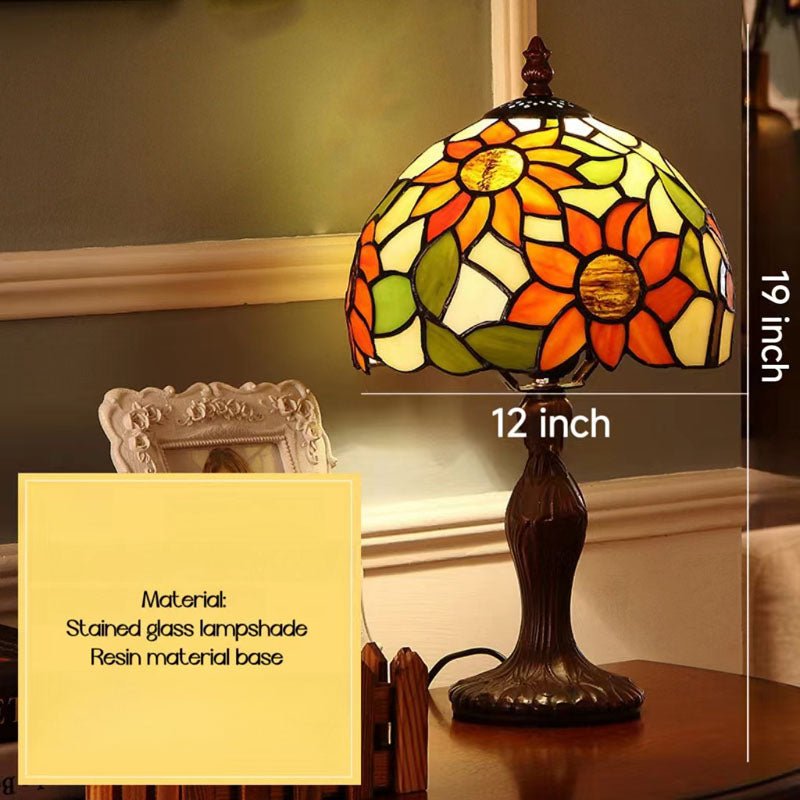 Tiffany Stained Glass Sunflower Yellow Table Lamp For Bedside Living Room Dormitory Dining Room - ktvhomes