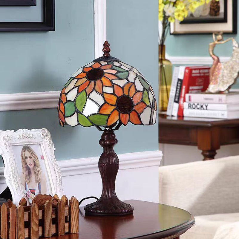 Tiffany Stained Glass Sunflower Yellow Table Lamp For Bedside Living Room Dormitory Dining Room - ktvhomes