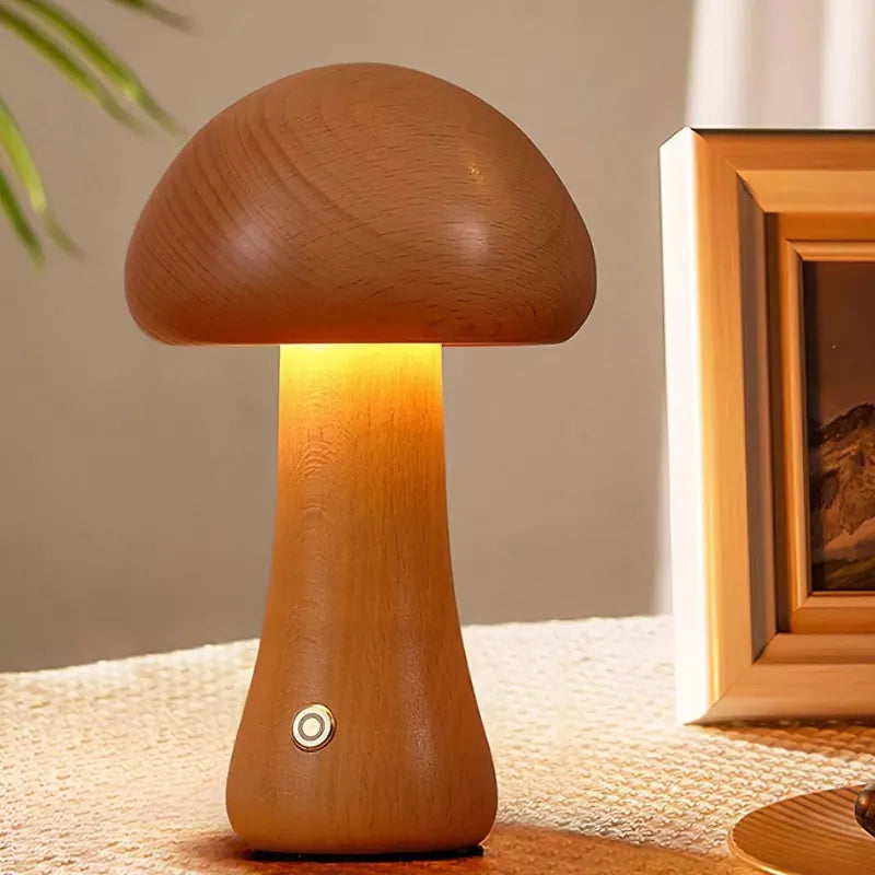 Wooden Mushroom Table Lamp