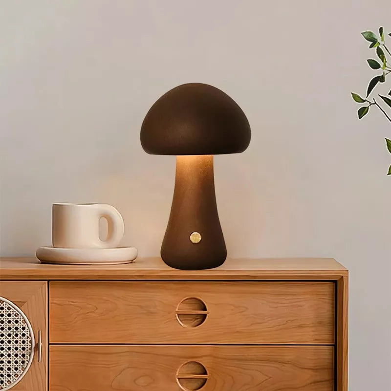 Wooden Mushroom Table Lamp