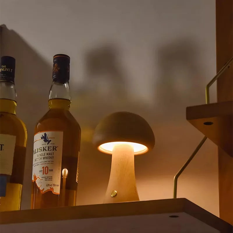 Wooden Mushroom Table Lamp