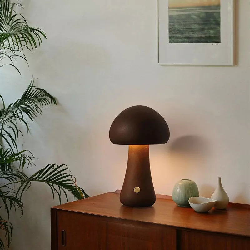 Wooden Mushroom Table Lamp