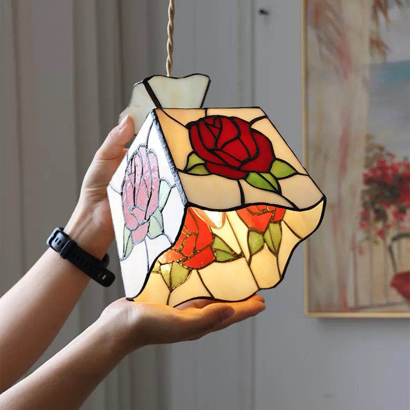 Europe France Style LED Pendant Light Tiffany Color Copper Glass Lampshade