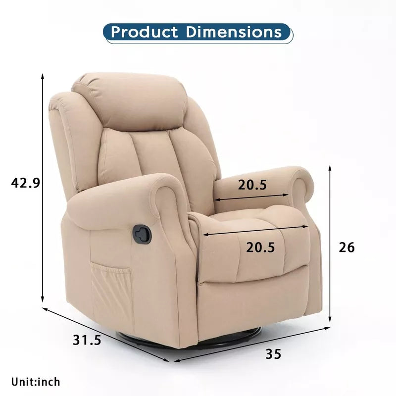 Modern Lazy Boy Fabric Manual Recliner Chair Sofa with Rocking and Swivel