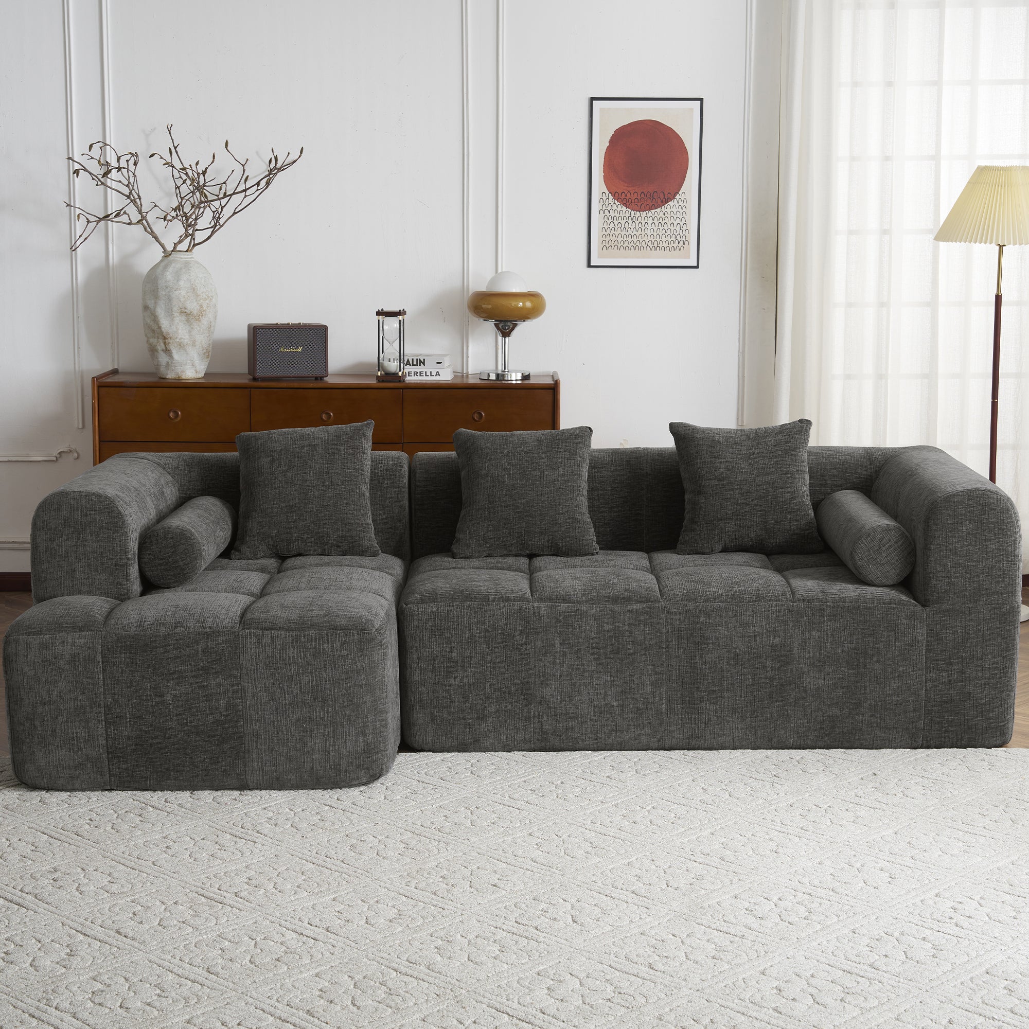 Compression Sofa Convertible Floor Sofa Bed with Fixed-Shape Frame