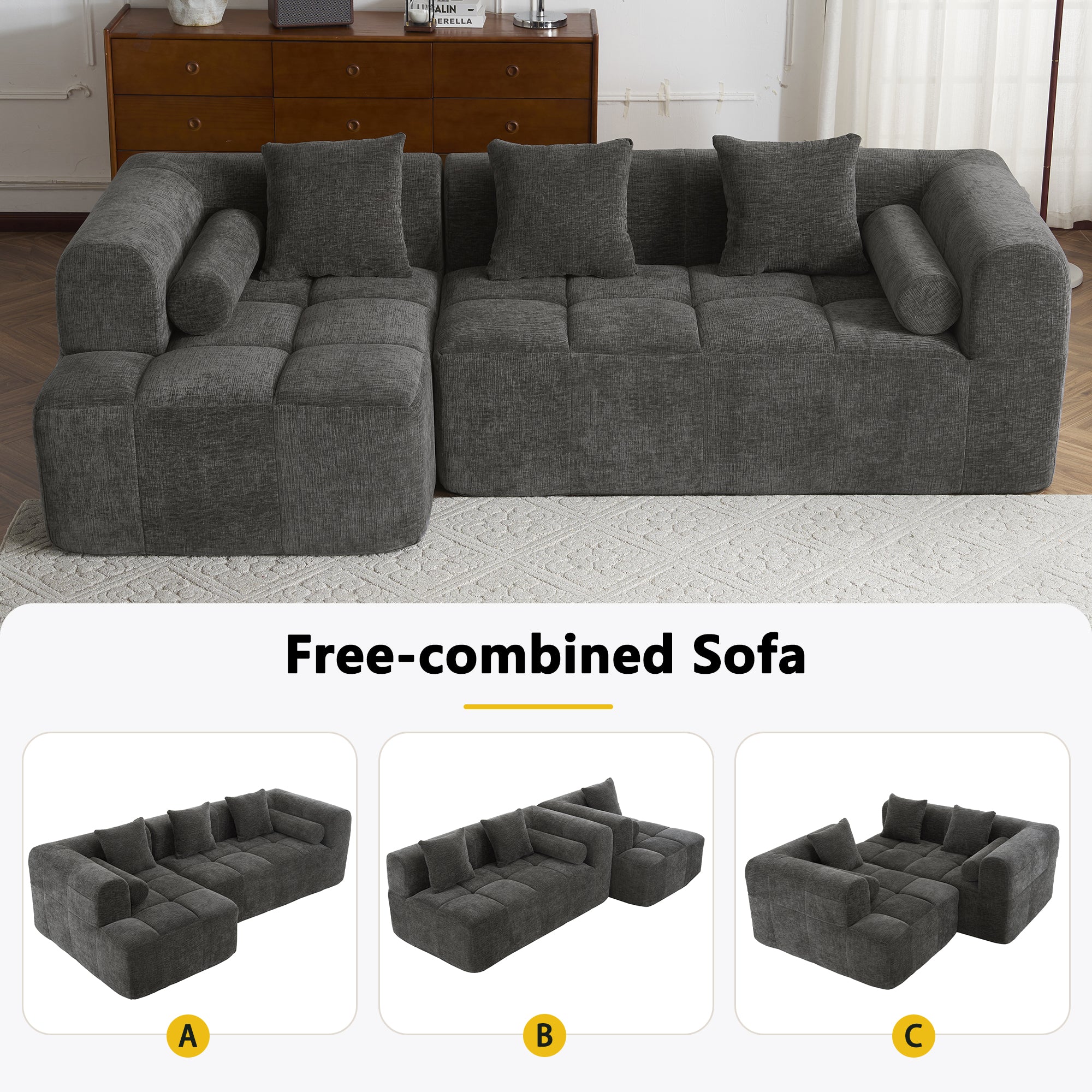 Compression Sofa Convertible Floor Sofa Bed with Fixed-Shape Frame
