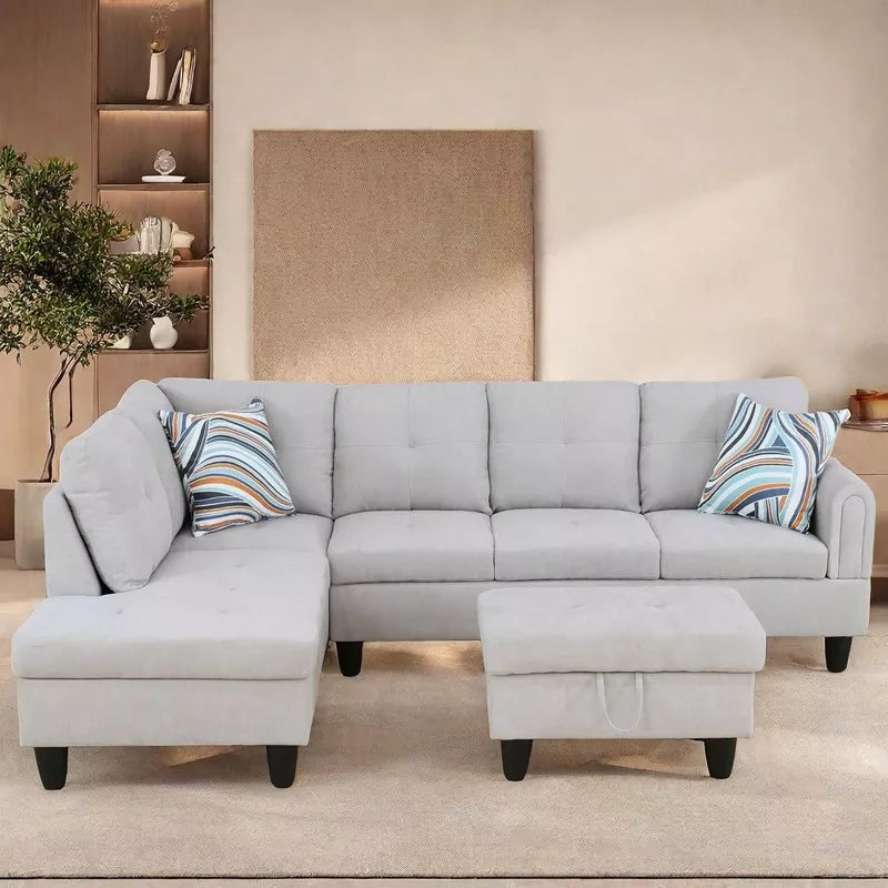 L Shaped Sectional Couches Sofa with Ottoman Storage