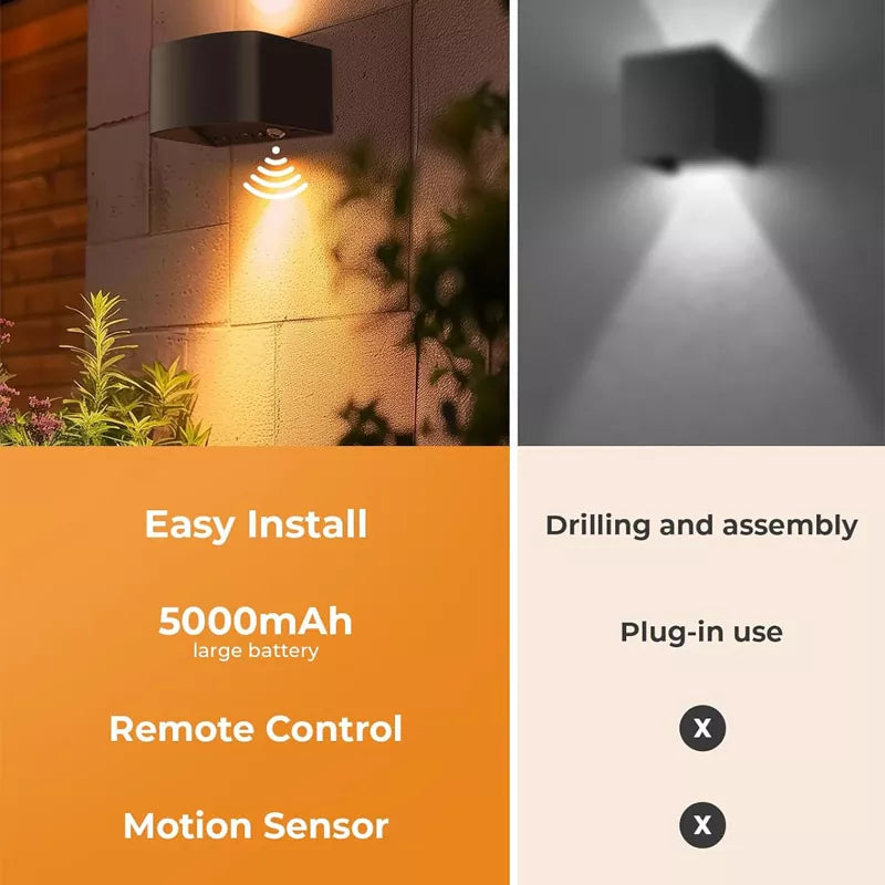 Motion Sensor Wall Light with Remote Control 3 Colors Wireless 2 Pack