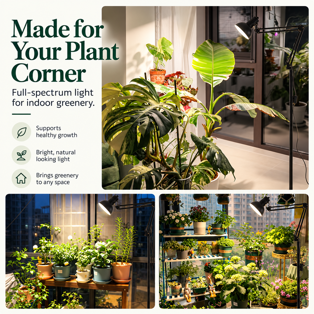 Foldable Full Spectrum Floor Grow Light for Plant Growth - G16