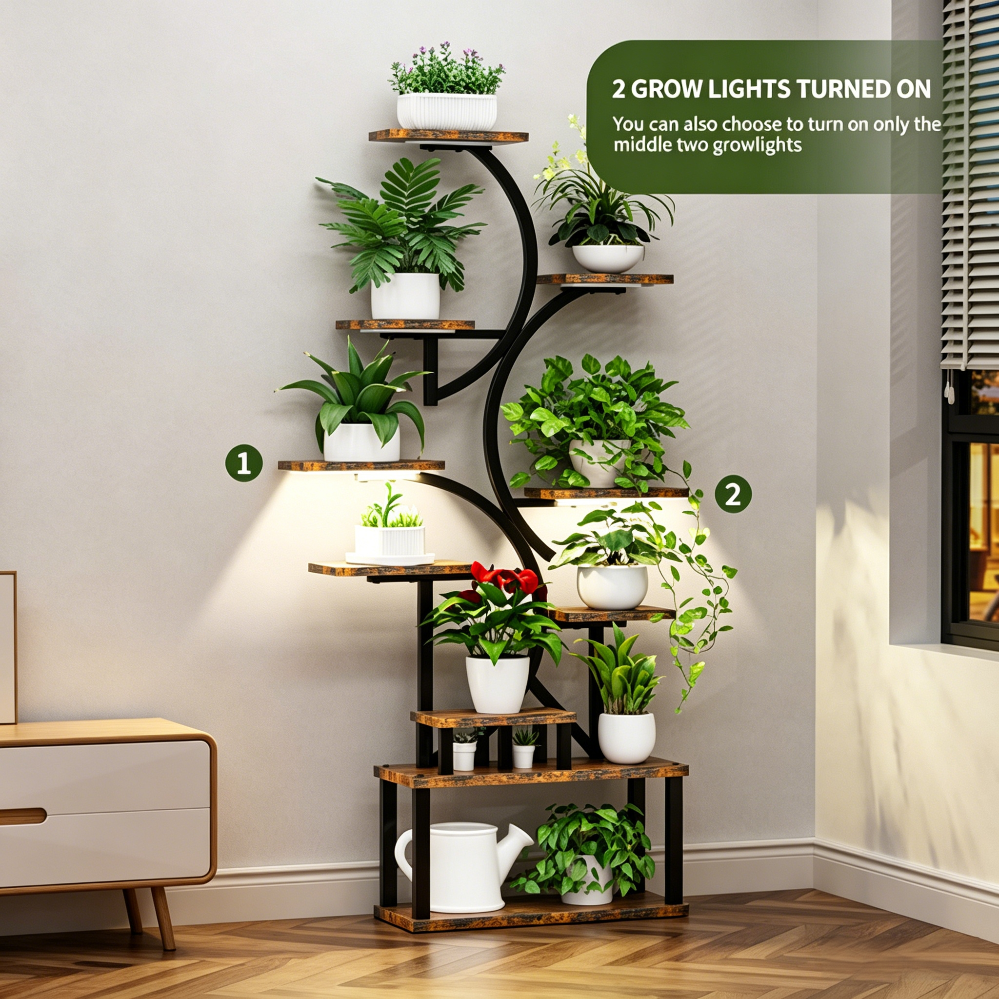 68.5" Tall 10-Tier Plant Stand with 5 Grow Lights