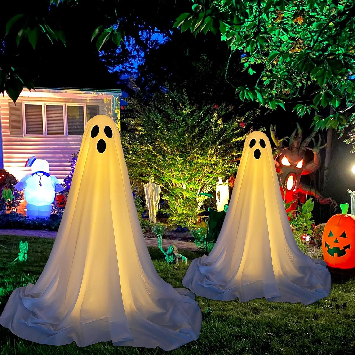 Spooky Ghost Halloween Lights Battery Operated For Decorations (2 Packs)