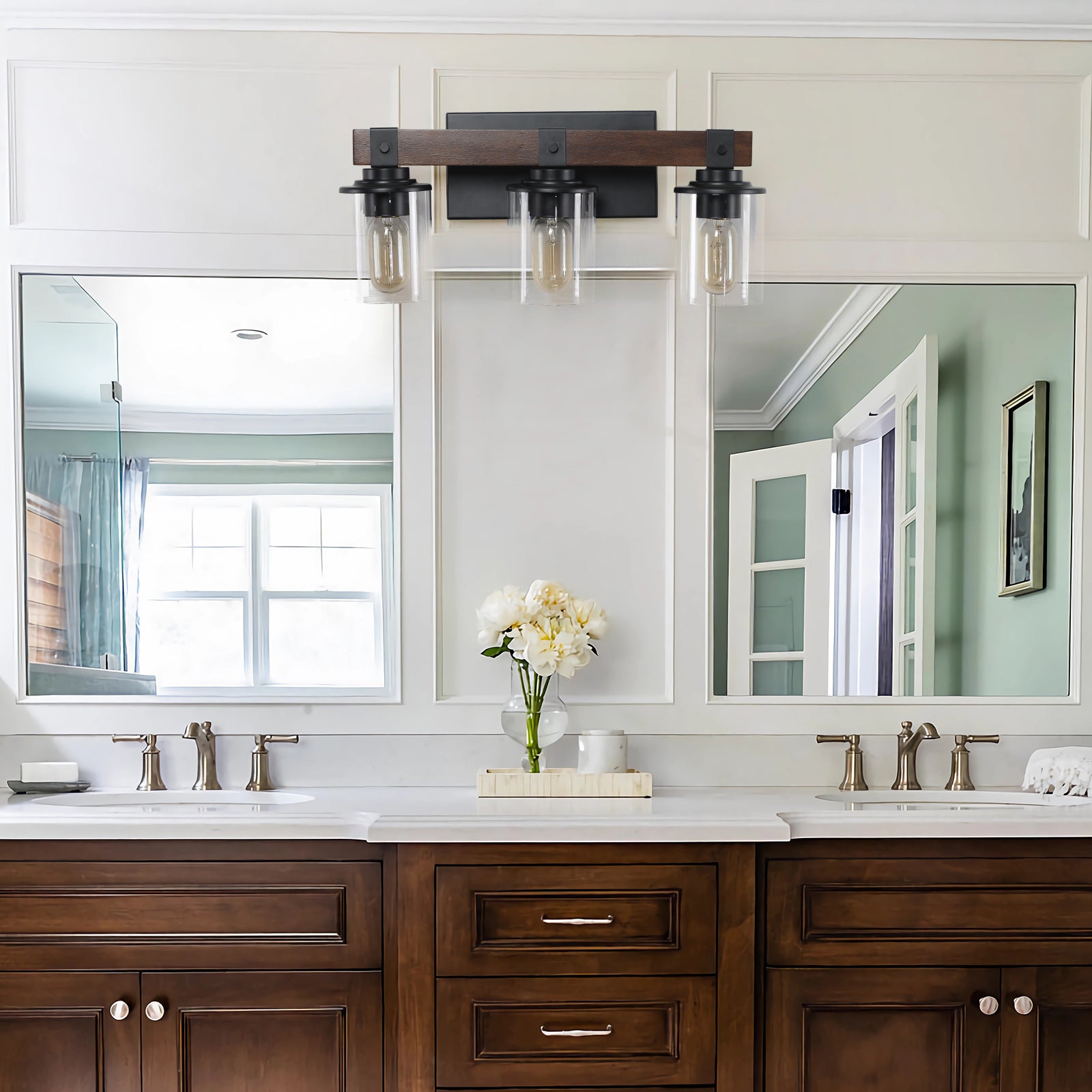 19" Rustic 3-Light Vanity Light Industrial Bathroom Wall Sconce