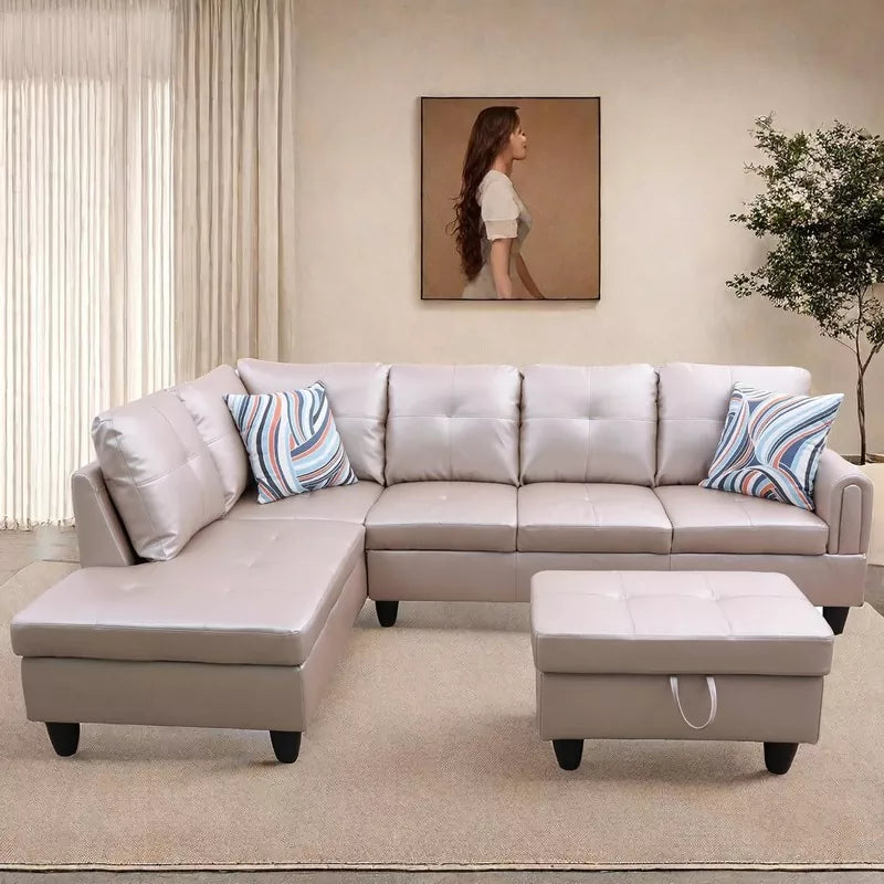 L Shaped Sectional Couches Sofa with Ottoman Storage