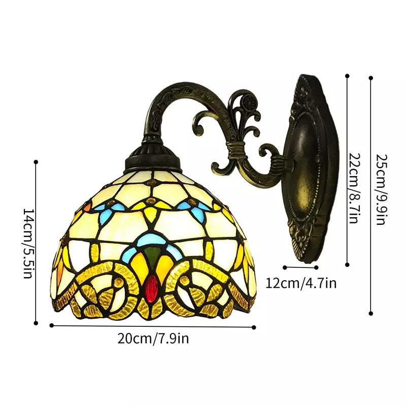 Tiffany Bedside Wall Mount Lamp Dimmable Switch