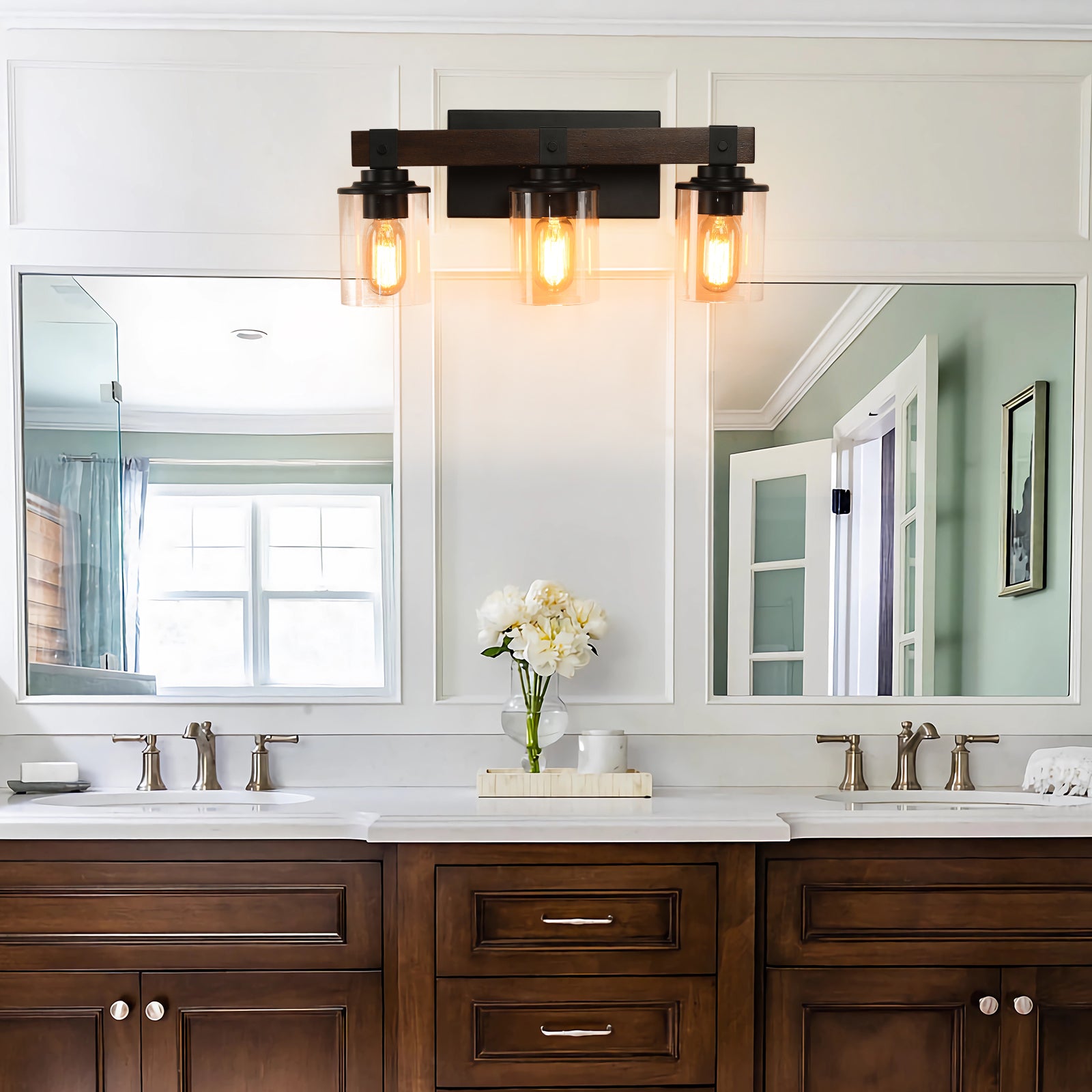 19" Rustic 3-Light Vanity Light Industrial Bathroom Wall Sconce