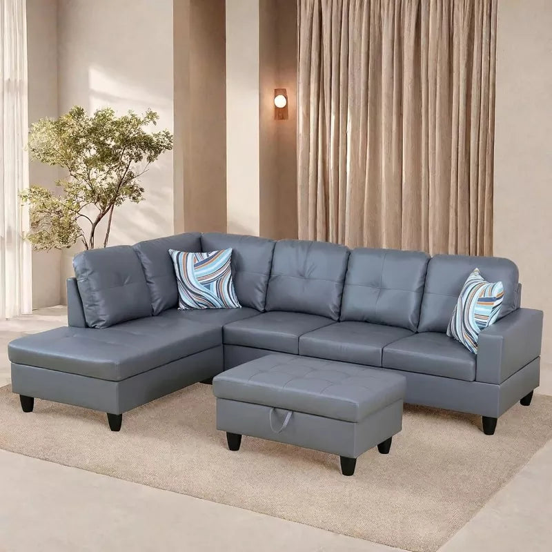 L Shaped Sectional Couches Sofa with Ottoman Storage