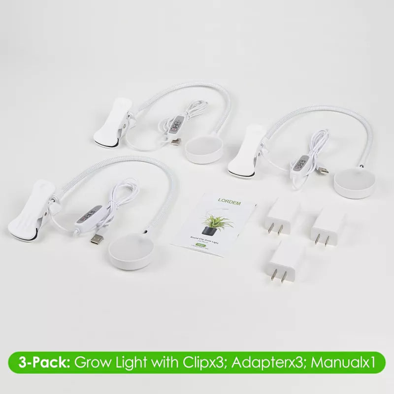 Full Spectrum Pot Clip LED Plant Growth Light 2 Pack