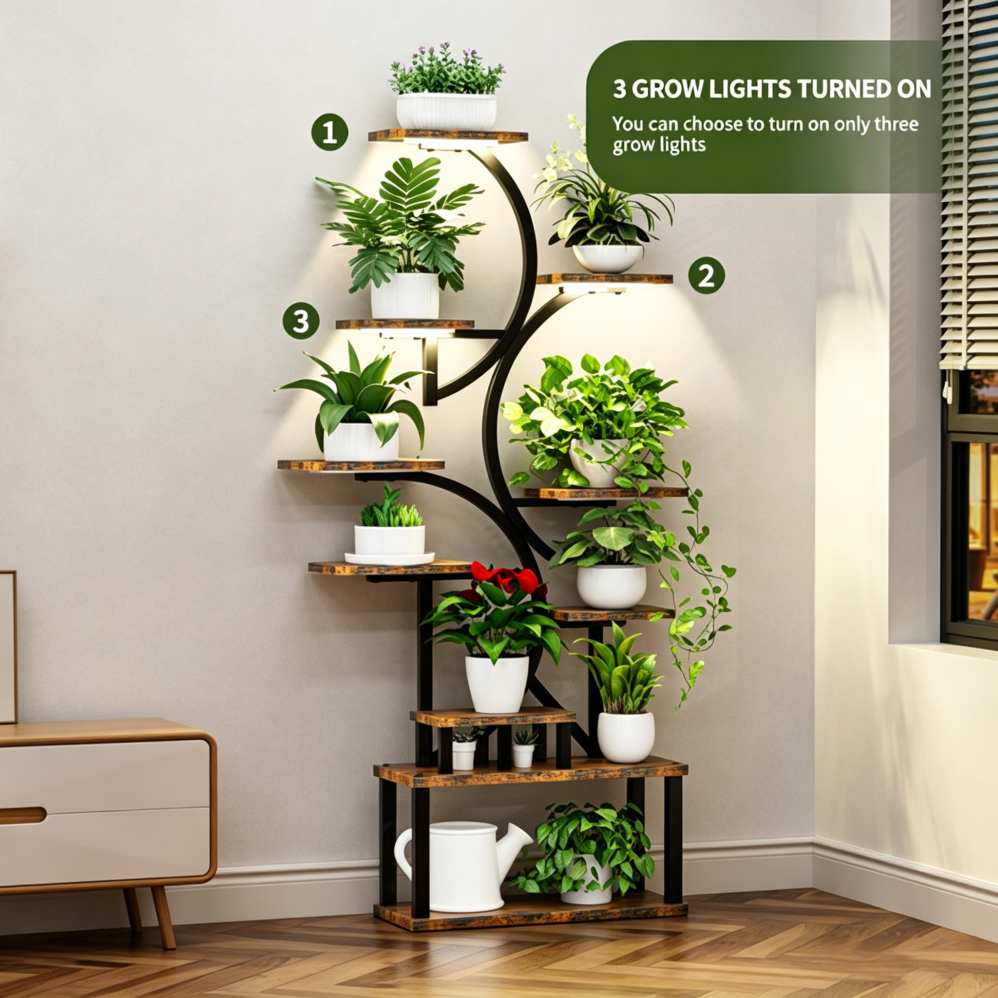 68.5" Tall 10-Tier Plant Stand with 5 Grow Lights