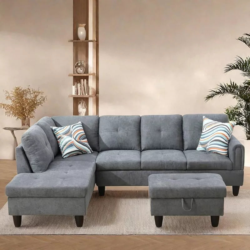 L Shaped Sectional Couches Sofa with Ottoman Storage