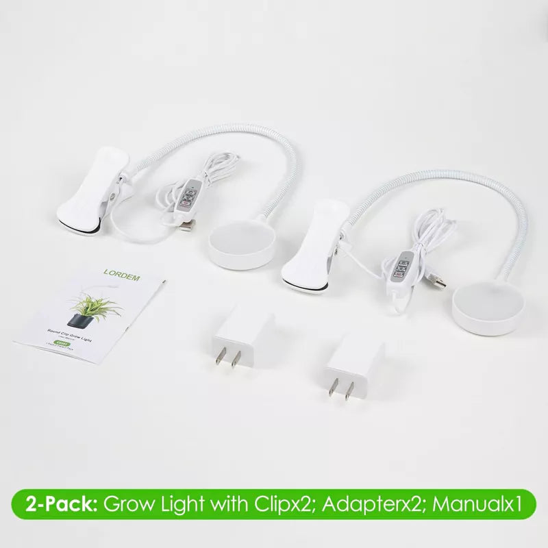 Full Spectrum Pot Clip LED Plant Growth Light 2 Pack