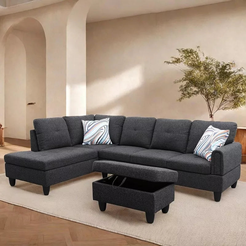 L Shaped Sectional Couches Sofa with Ottoman Storage