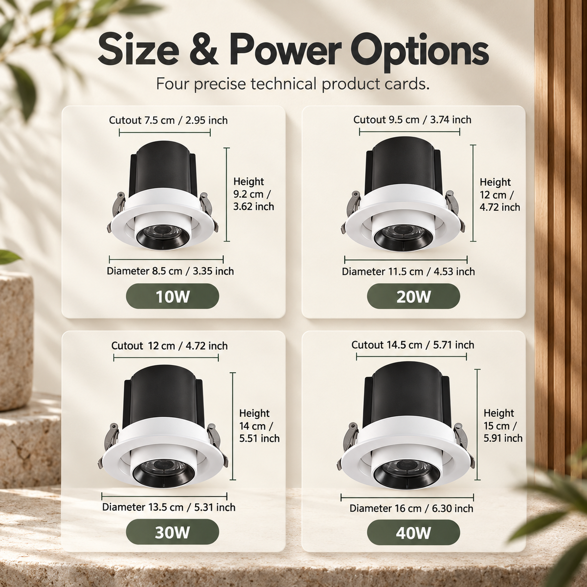 Full Spectrum Adjustable Embedded Grow Light for Indoor Plants