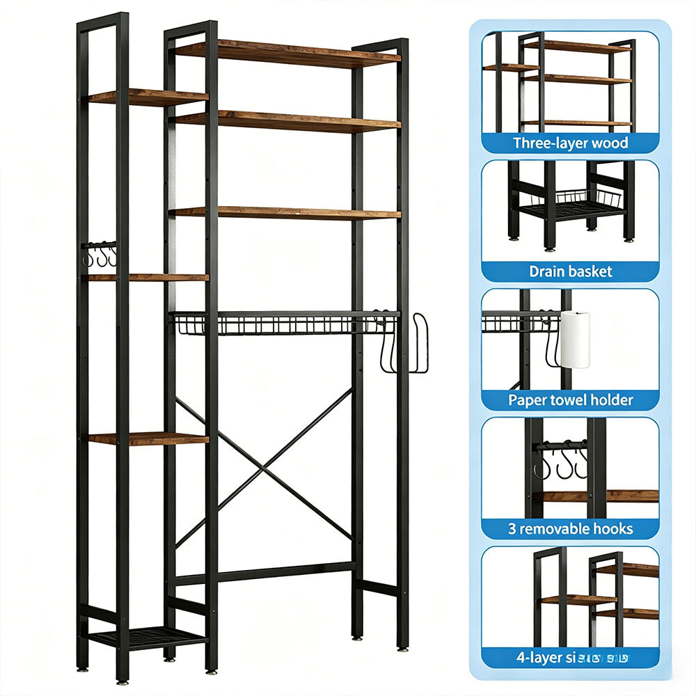 8-Tier Over The Toilet Storage with Side Rack