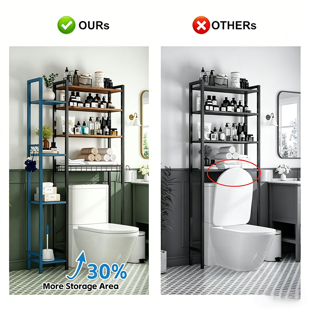 8-Tier Over The Toilet Storage with Side Rack