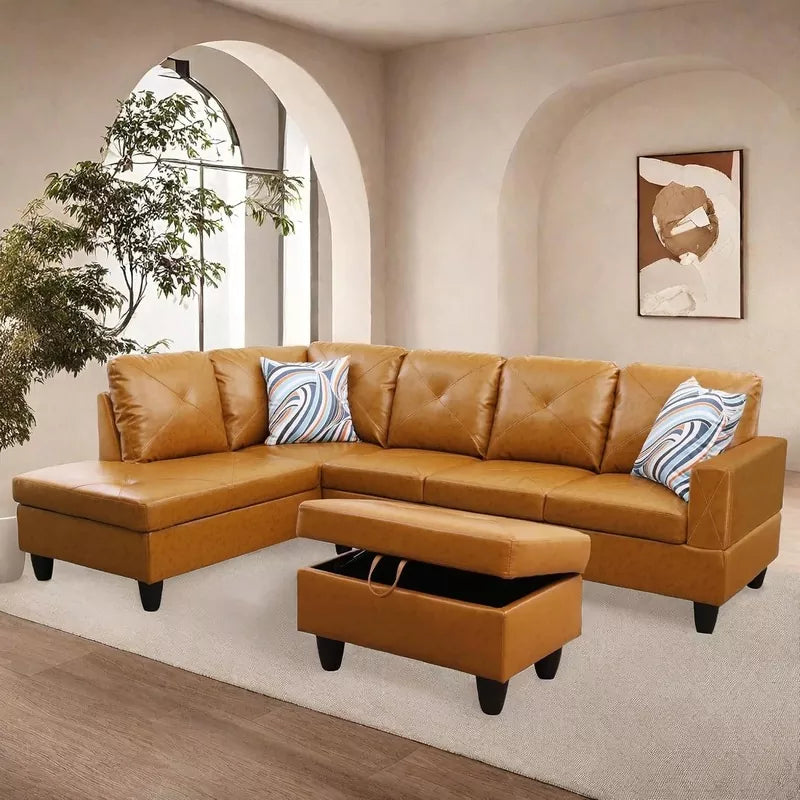 L Shaped Sectional Couches Sofa with Ottoman Storage