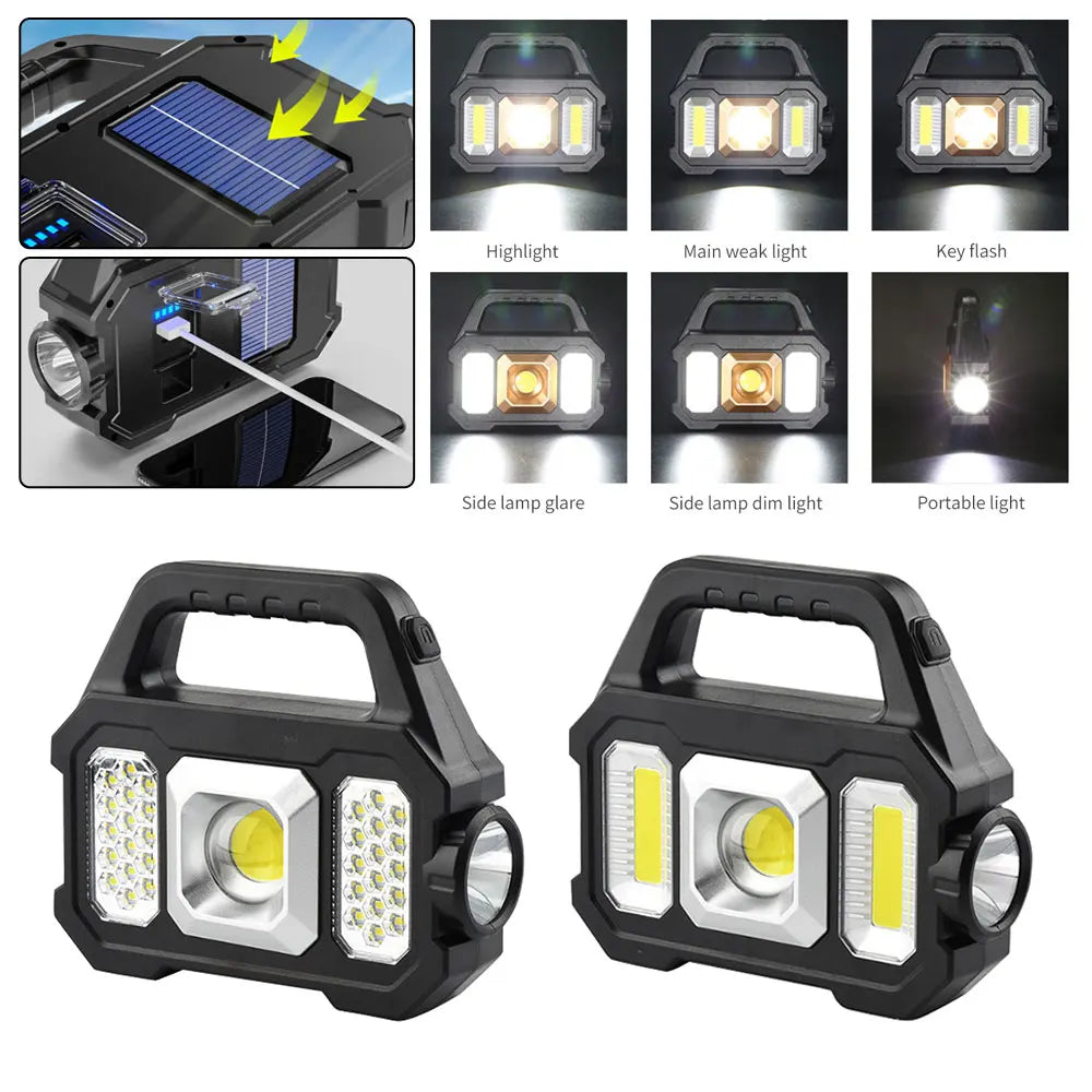 LED Lights for Outdoor Camping with Solar Charging Panel