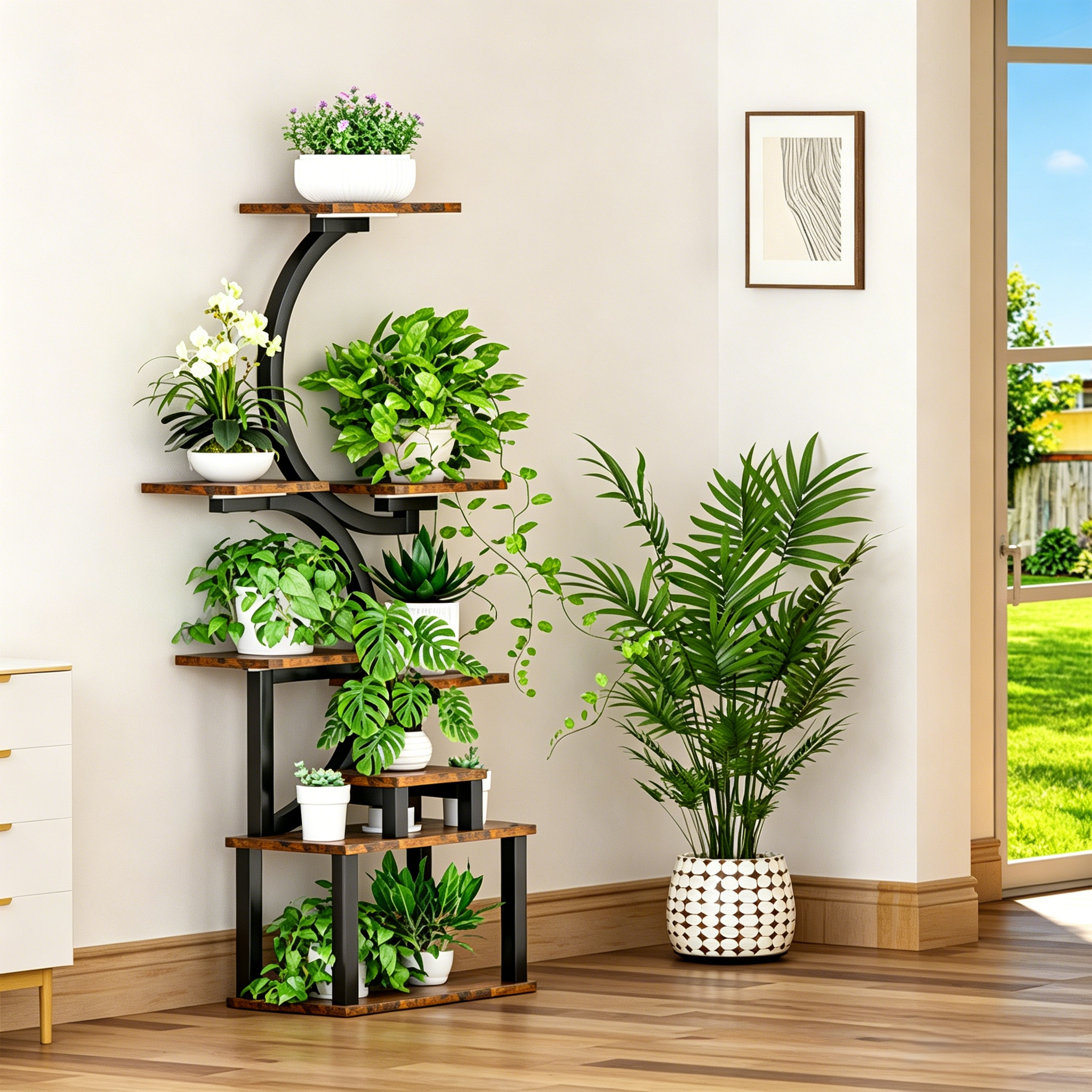 8-Tiered Indoor Plant Stand with 5 Grow Lights