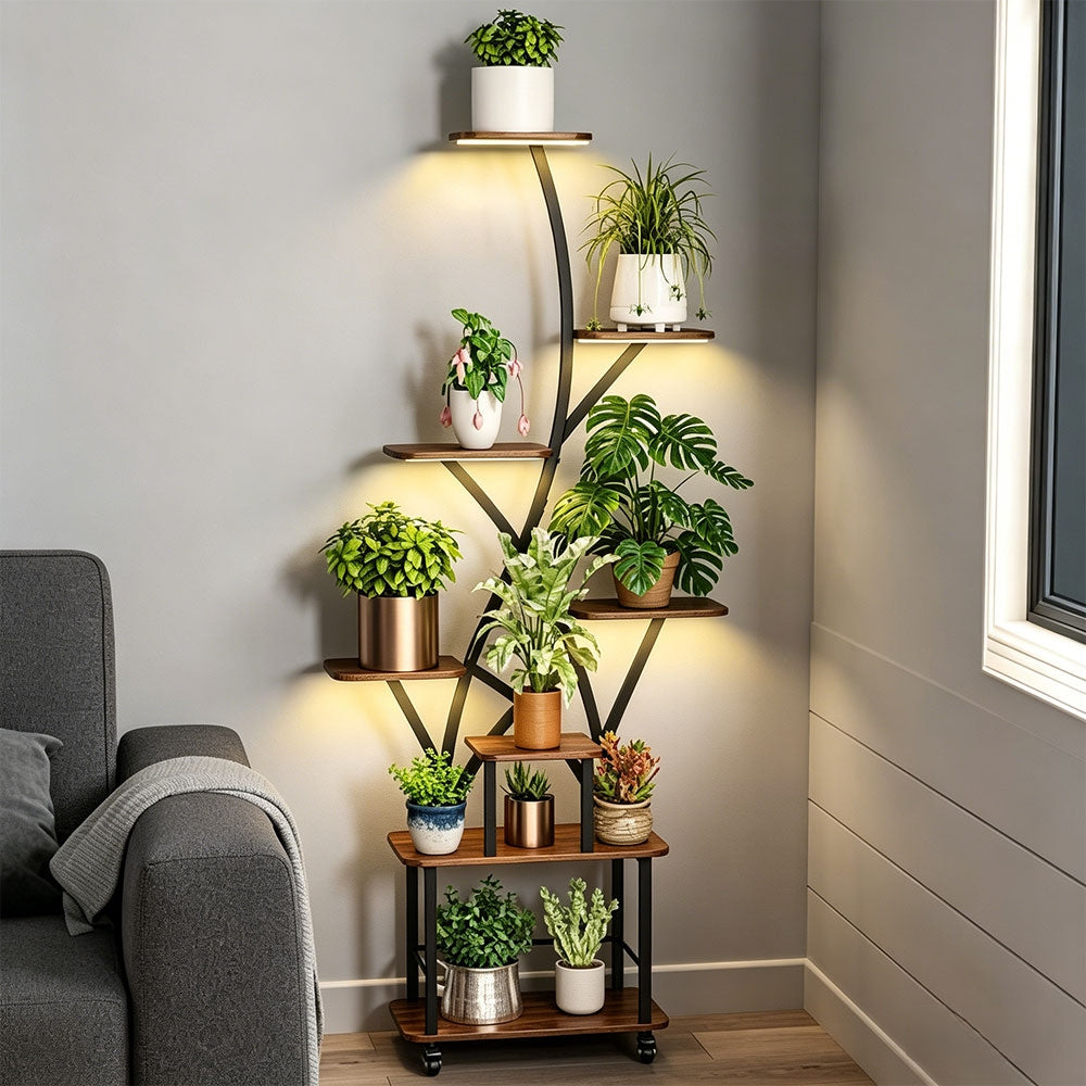 8 Tiered 64" Tall Indoor Plant Shelves for Multiple Plants