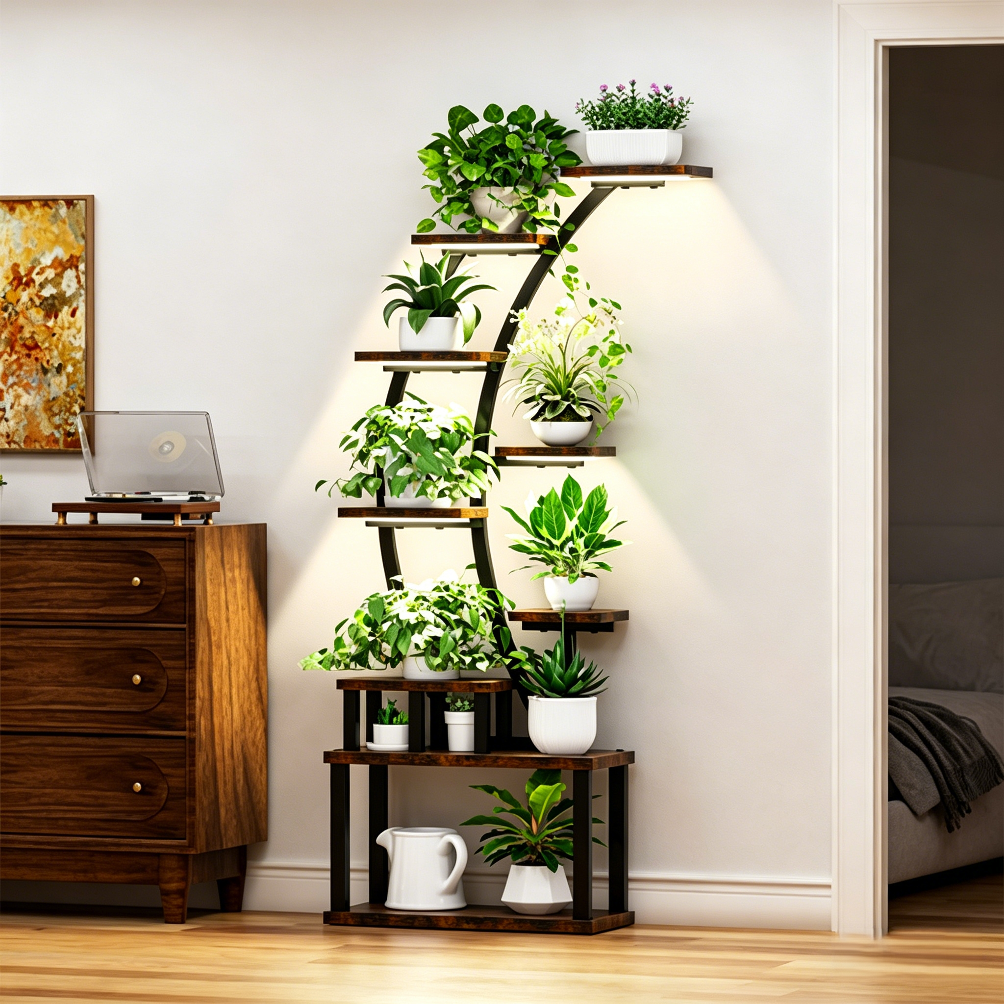 9-Tiered 63.6" Tall Plant Stand with 5 Grow Lights