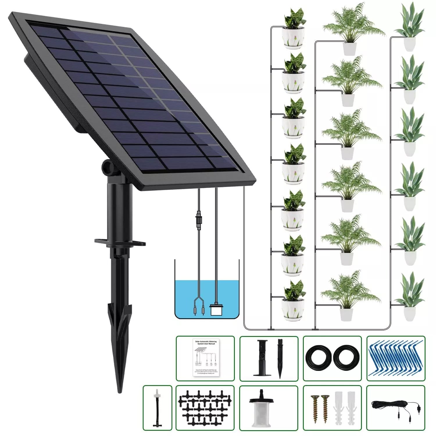 Solar Powered Automatic Drip Irrigation Kit for Plants on the Balcony