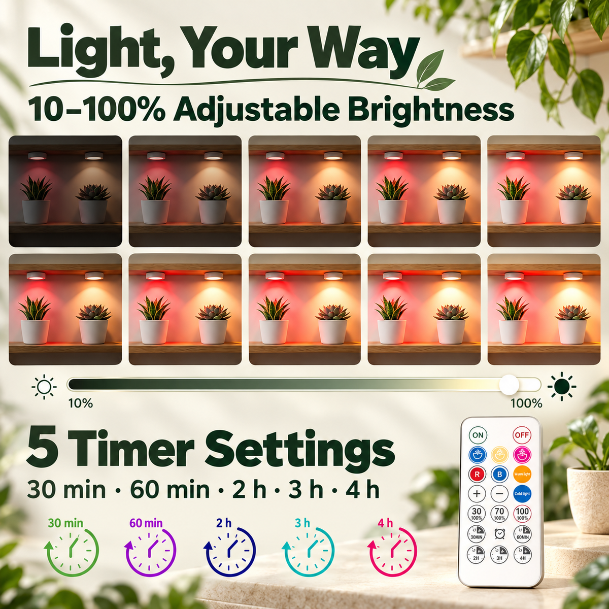 USB Rechargeable Magnetic Full Spectrum Grow Light for Indoor Plants