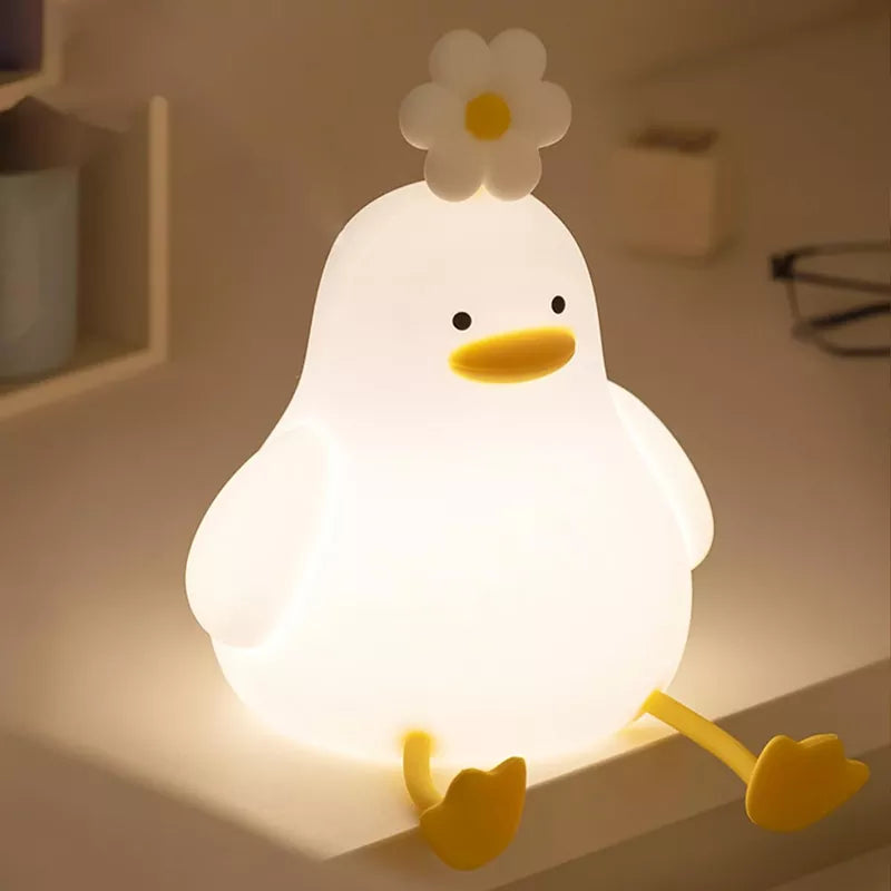 Cute Flower Duck Lamp Night Light Silicone Rechargeable and Dimmable