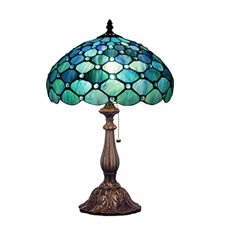 Tiffany Table Lamp Stained Glass Lamp Sea Blue Pearl