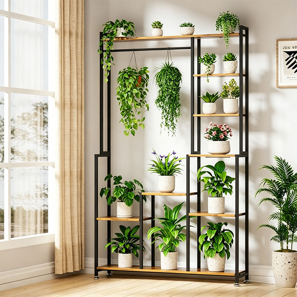 71 Inches Tall Plant Shelf 8 Tiered Heavy-Duty Metal Plant Stand