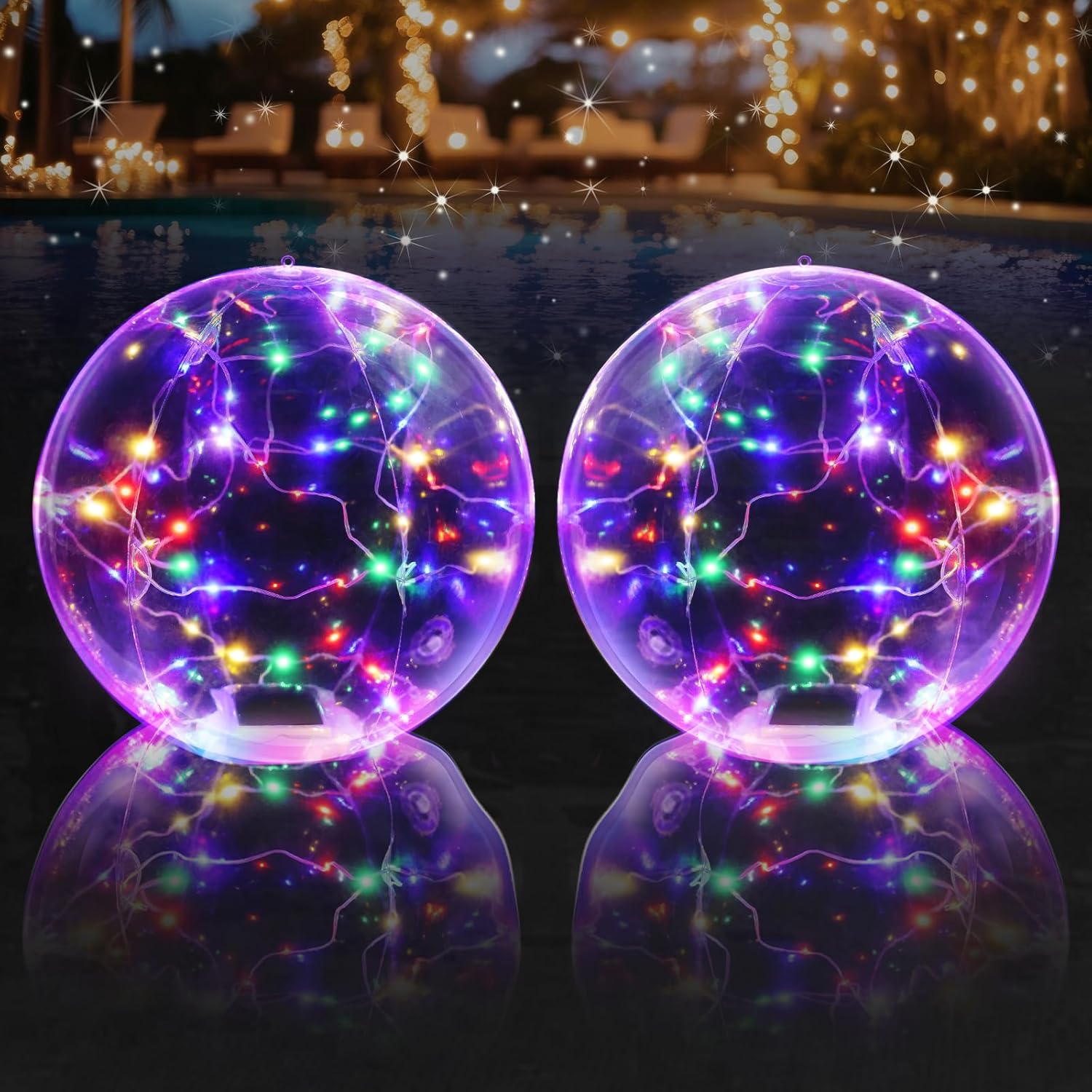 14 Inch LED Solar Floating Pool Lights Waterproof 3000K-D1