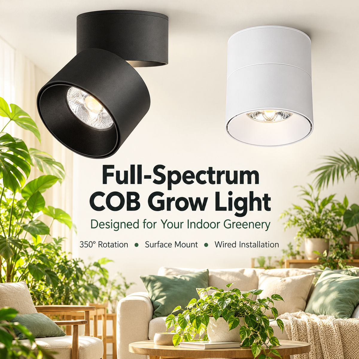 Full Spectrum Foldable Plant Grow Light Adjustable Ceiling Spotlight - G2