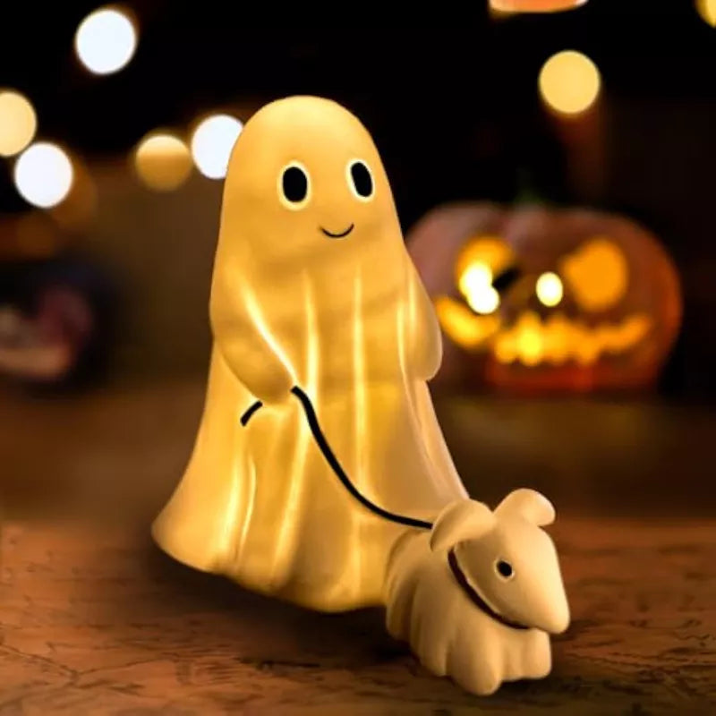 Ghost Walking Dog Statue Light