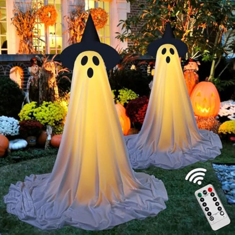 Spooky Ghost Decor with Remote Control String Lights 2Packs