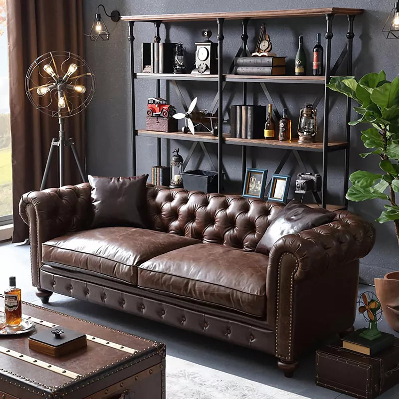 American Country Living Room Furniture Leather Chesterfield Sofa Set Velvet