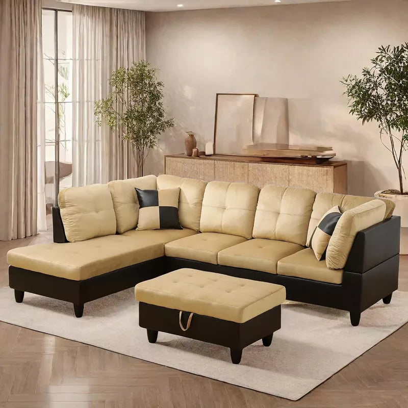 L Shaped Sectional Couches Sofa with Ottoman Storage