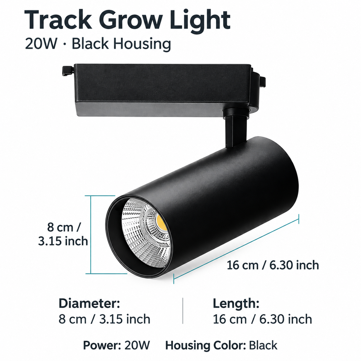 30W Full Spectrum COB LED Track Grow Light for Indoor Plants