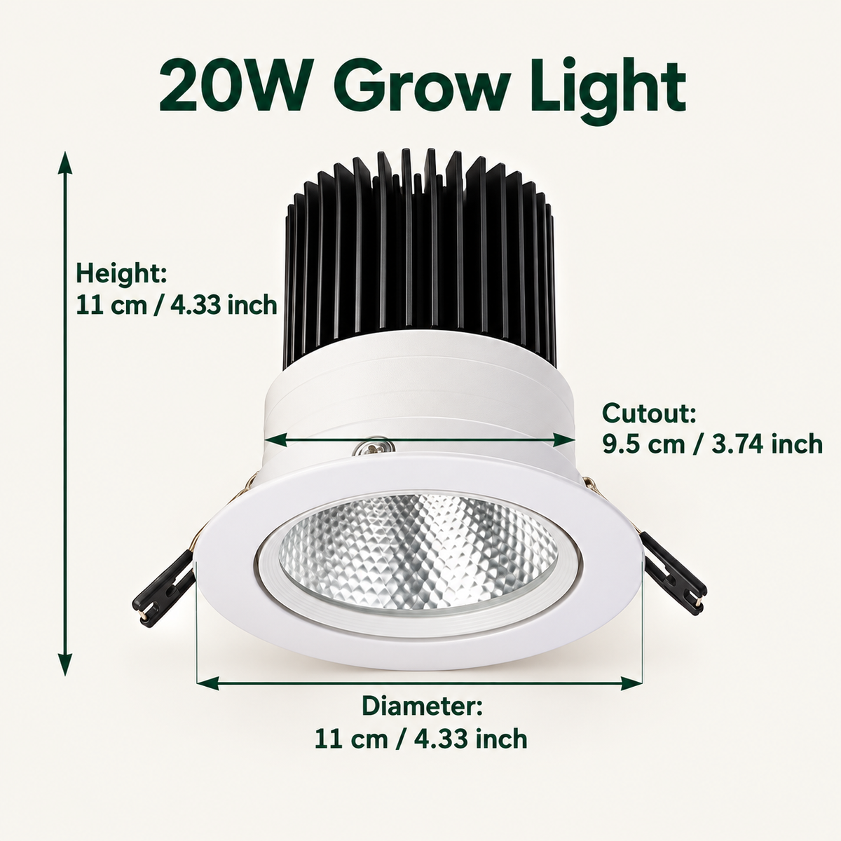 Full Spectrum Adjustable Recessed Ceiling LED Grow Light for Plants -G1