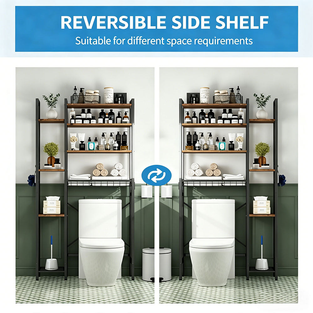 8-Tier Over The Toilet Storage with Side Rack