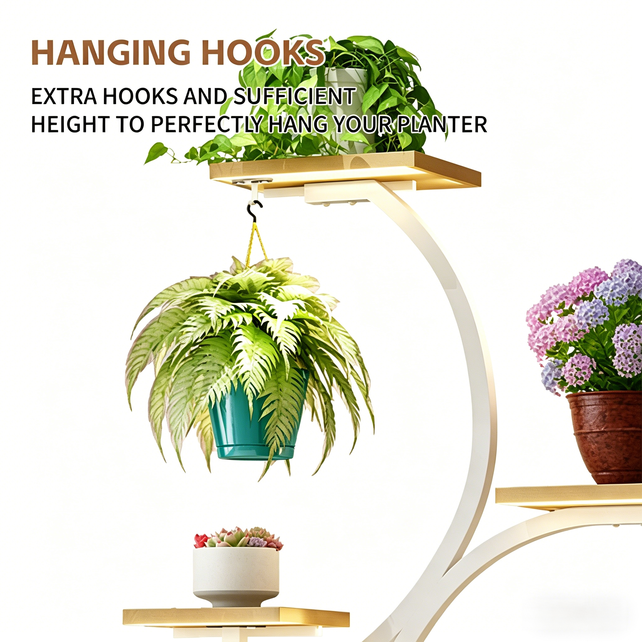 62" Tall 8-Tier Holder Plant Shelf Lighted Corner Plant Stands for Indoor Growing