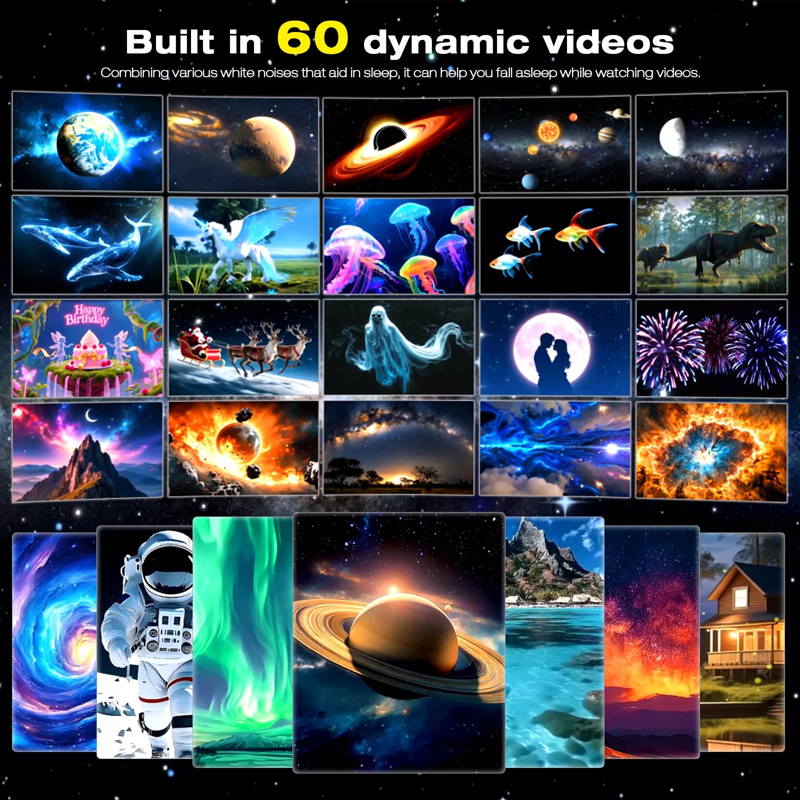 Multi-theme Family Atmosphere Naked Eye 3D Starry Sky Projection Lamp