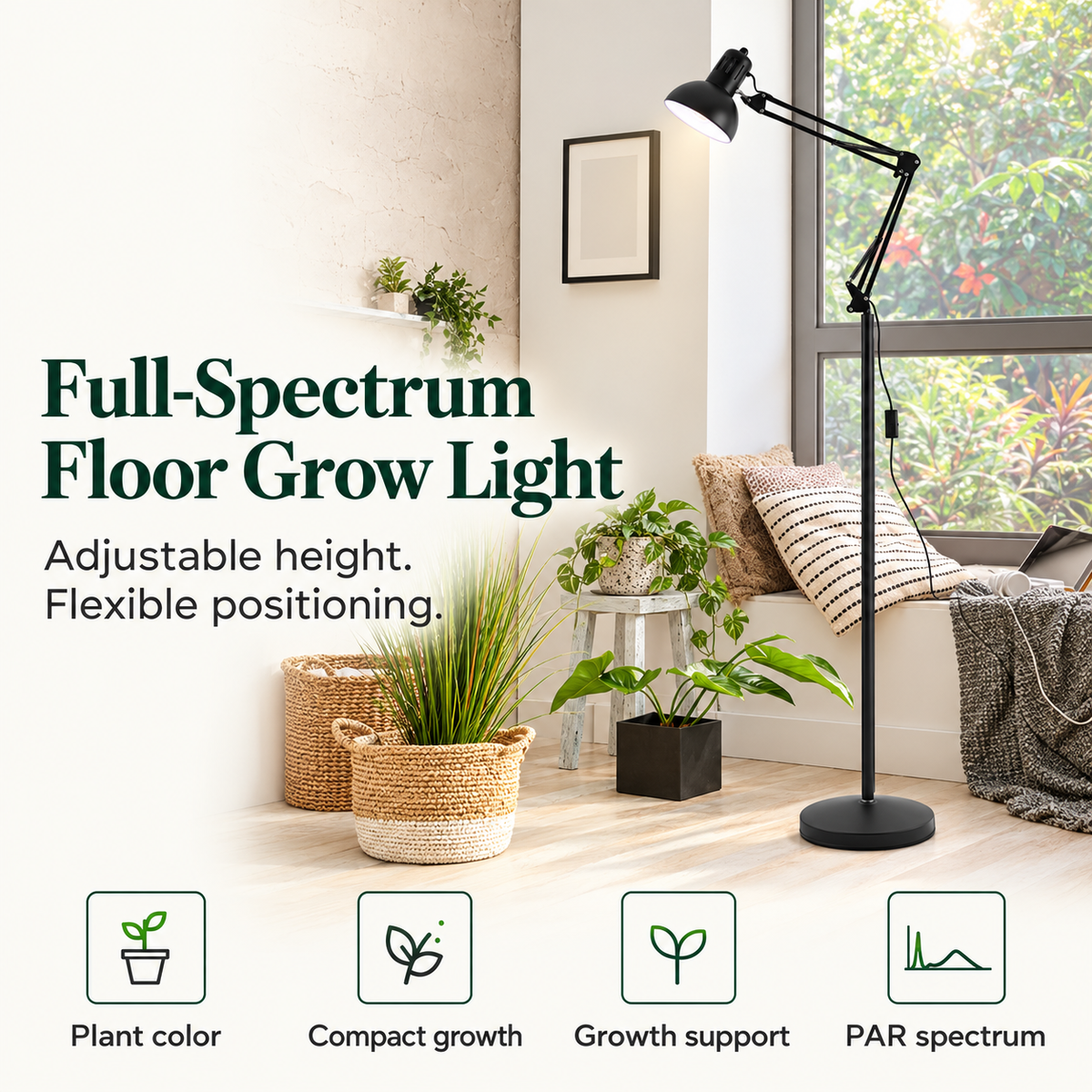 Foldable Full Spectrum Floor Grow Light for Plant Growth - G16